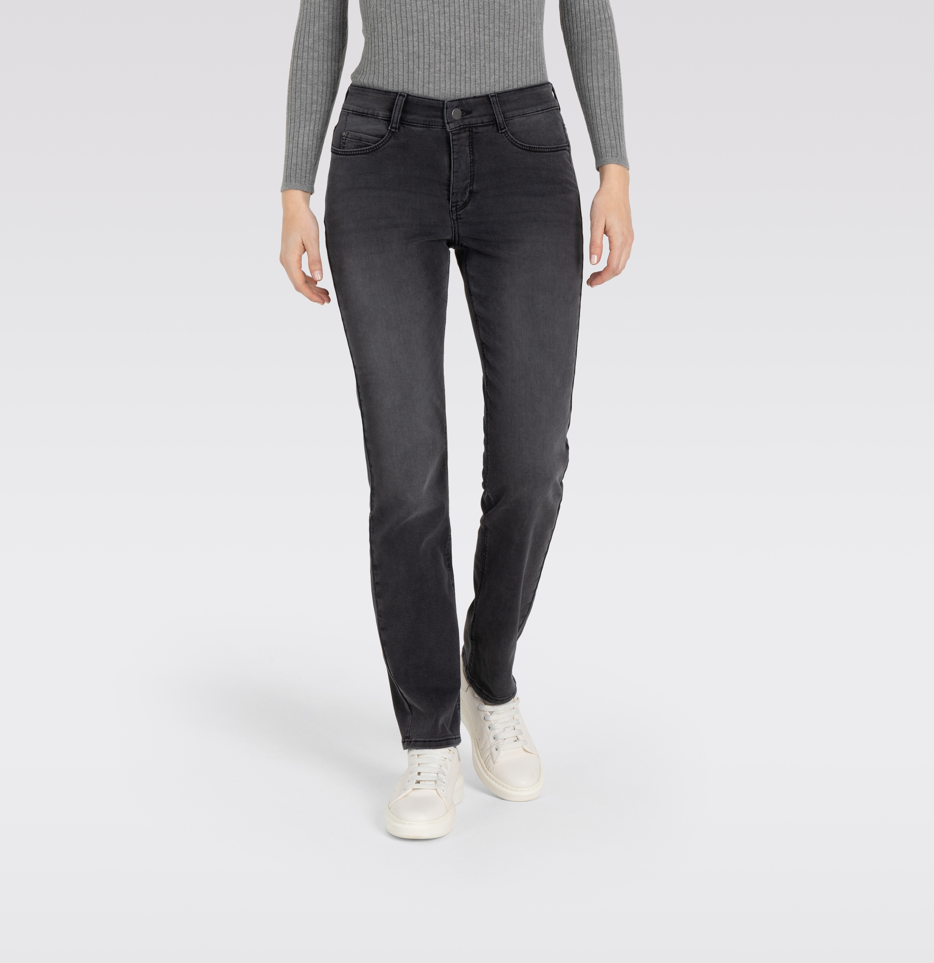 Slim-fit-Jeans MAC "DREAM", Damen, Gr. 40, Länge 34, schwarz (anthracit fancy wash), Denim/Jeans, Obermaterial: 88% Baumwolle, 9% Polyester, 3% Elasthan, slim fit lang, Jeans Slim-fit-Jeans, sehr elastisches Material