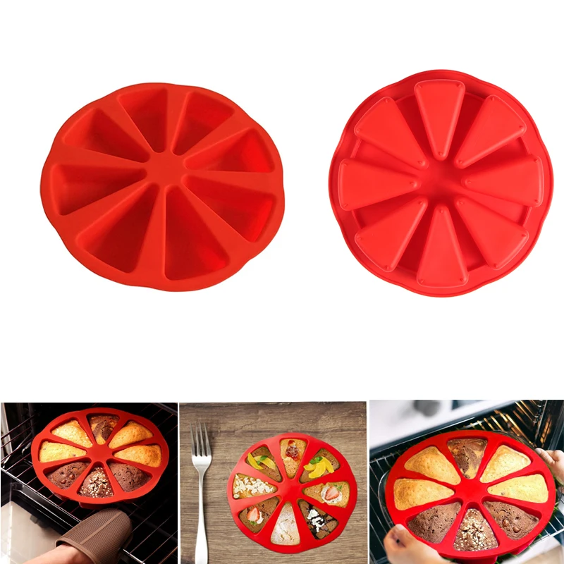 Silikon-Kuchenform, 8 Löcher, orangefarbene Pizzapfanne, 8 Punkte, Scones, DIY, Fudge, antihaftbeschichtet, Brot, Ofen, Mikrowelle, Kuchenform, Backwerkzeuge Image