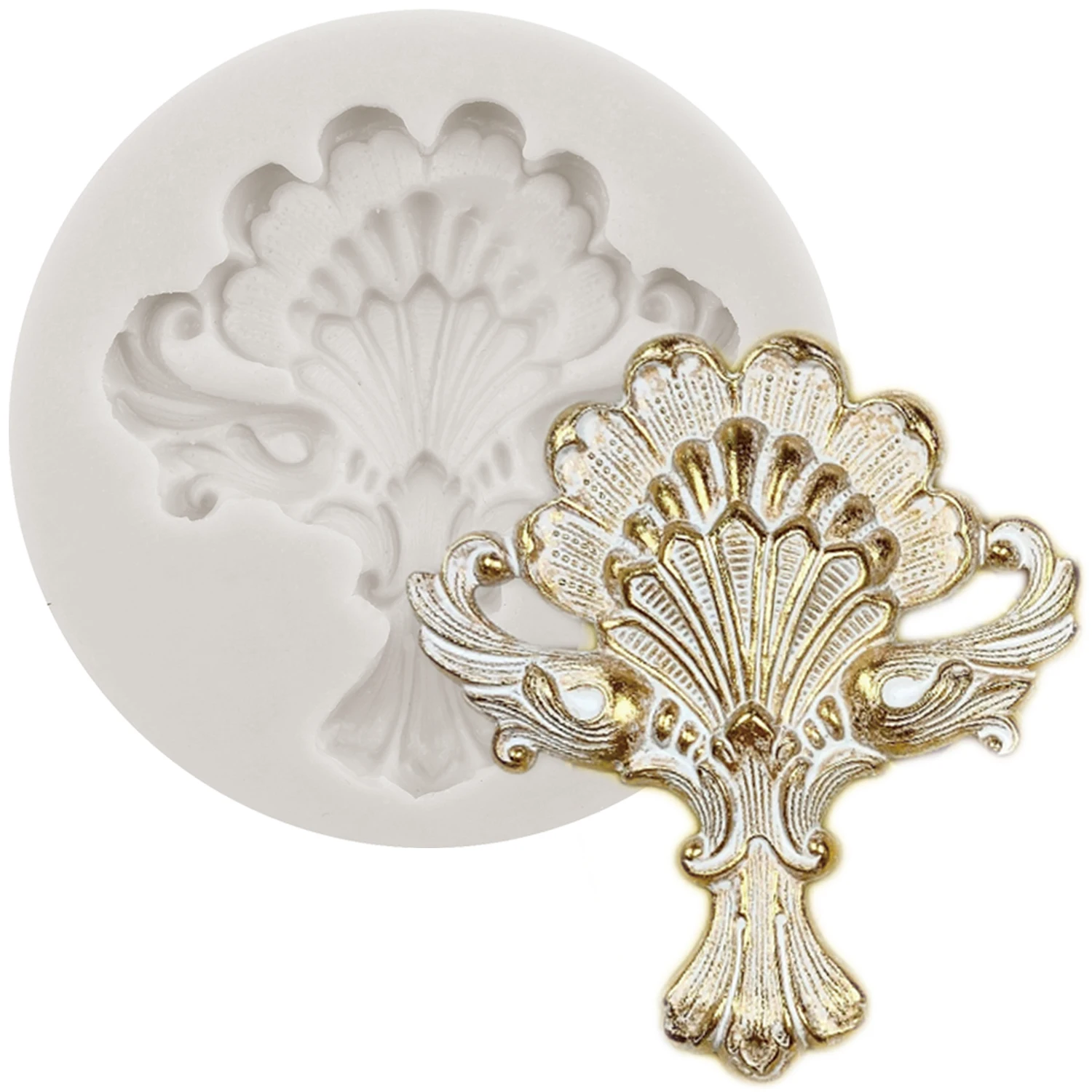 Barock Relief Blume Silikon Form Hochzeit Cupcake Topper Fondant Formen Kuchen Dekorieren Werkzeuge Süßigkeiten Schokolade Rollfondant Formen Image