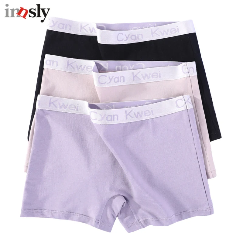 Frauen Boyshorts Baumwolle Große Größe Feste Weibliche Boxer Unterwäsche Unter Rock Image