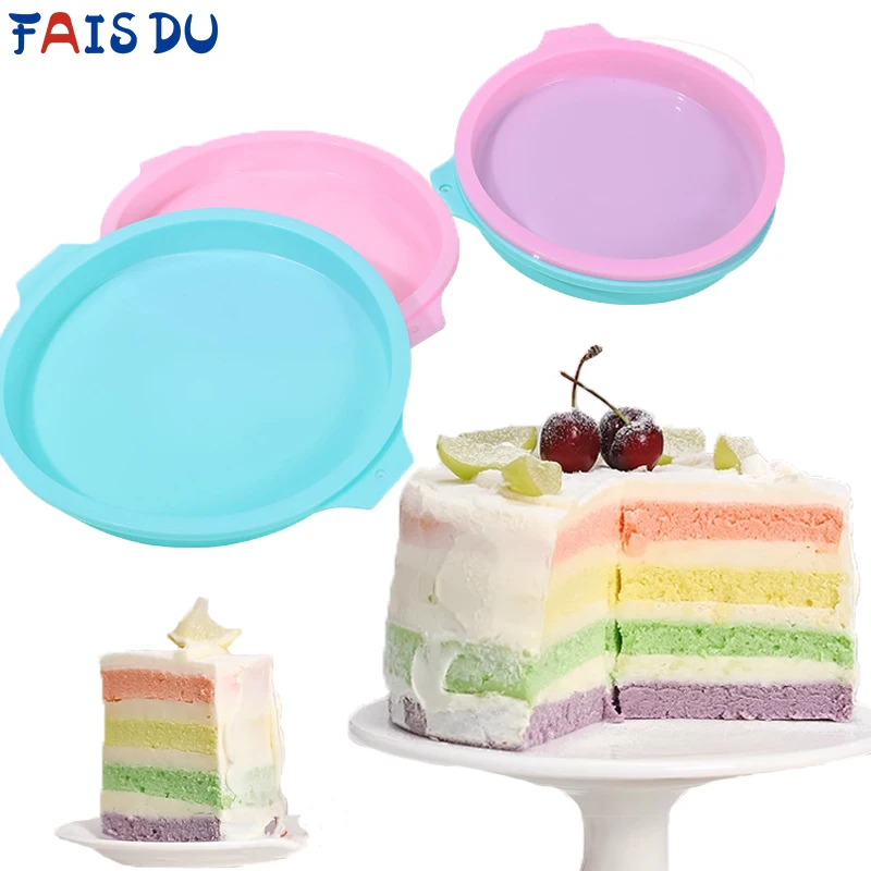 FAIS DU 4/6/8inch runde kuchens chicht form silikon kuchen form antihaft mousse käse backform für diy backen regenbogen kuchen werkzeuge Image