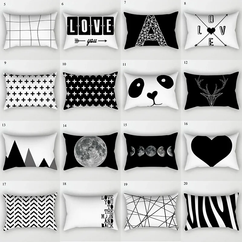 Schwarz-weißer Kissenbezug, dekorativer Kissenbezug für Sofa Image