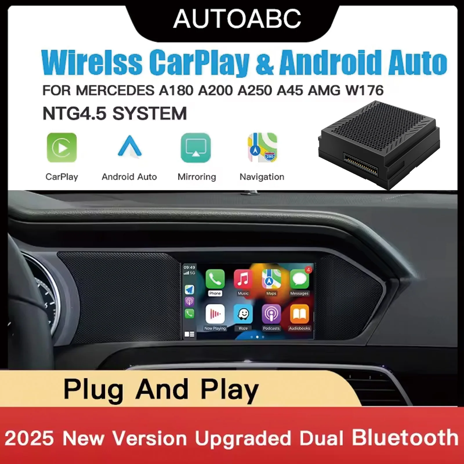 Wireless Carplay und Android Auto für Mercedes Benz A B C C Cla Gla GLK ml NTG 4,5 mit Bäcker Modul Navigation Airplay, Plug und Image