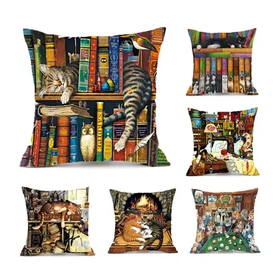 Nette Katze Druck Dekorative Kissenbezug Kreative Katze Wurf Kissen Fall Kissen Abdeckung Image