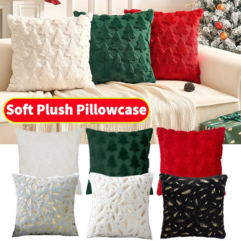 Weihnachten dekorative Kissenbezug Plüsch Kissenbezug Winter warm flauschig Schlafkissenbezug Home Kissen Kissenbezug 45 * 45 cm Image