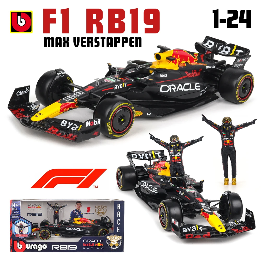 Bburago 1:24 2023 f1 red bull racing rb19 gewinnende puppe 1 # verstappen 11 # perez lack formel eine legierung super spielzeug automodell Image