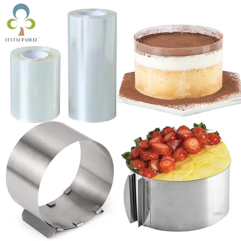 Einstellbare Mousse Ring Runde Form Mousse Kuchen Rand Kragen Film Küche Zubehör DIY Backen Werkzeuge Kuchen Dessert Dekoration GYH