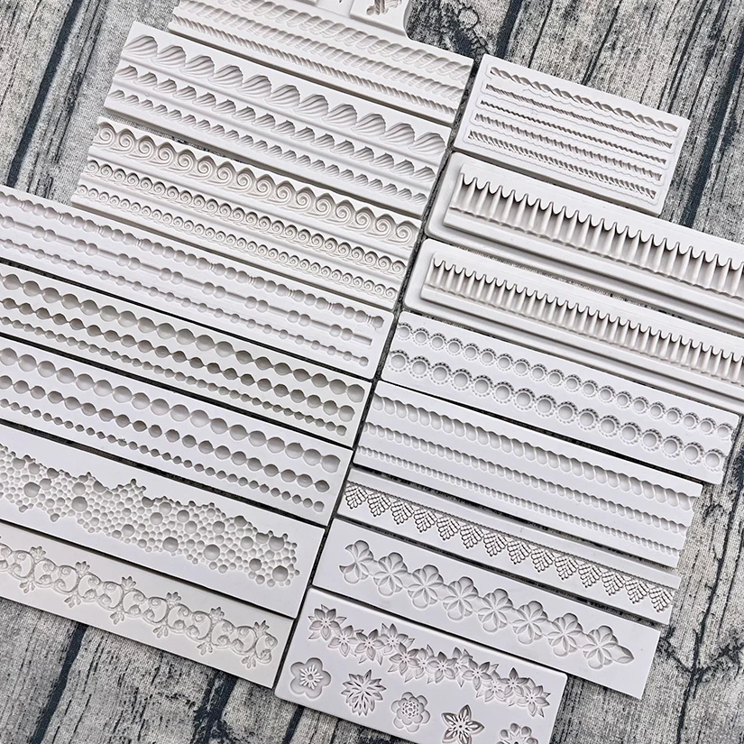 Perle Seil Welle Blume Edelstein Form Kuchen Seite Spitze Silikon Sugar Mold Fondant Kuchen Dekorieren Werkzeuge Image