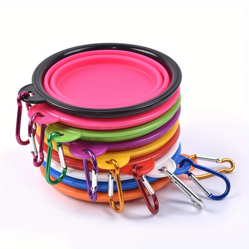 Bol pliant pour chien bol de voyage pour chien Portable bol d'eau de nourriture pour chien pour la marche en plein air bol d'eau de nourriture pour chien en Silicone avec lèvre de bol