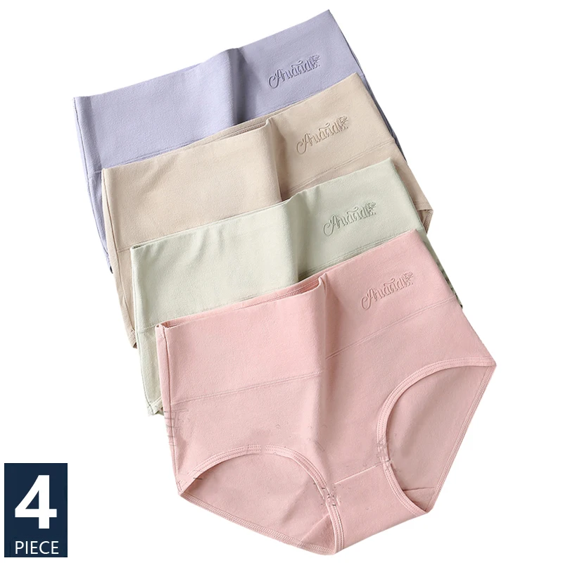 4 pezzi mutandine di cotone a vita alta biancheria intima da donna body shaper slip da donna morbidi taglie forti lingerie traspirante femminile