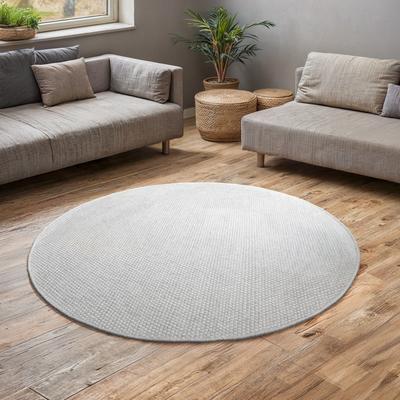 Wollteppich MY HOME "Woolscape 1", beige (naturweiß), B:200cm H:10mm L:200cm Ø:200cm, Wolle, Teppiche, Wendeteppich, handgewebte Qualität, Uni, reine Wolle, Wohnzimmer Image