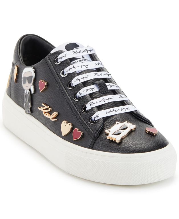 Cate Pins Leather Embellished Casual And Fashion Sneakers - Blue - Karl Lagerfeld Sneakers