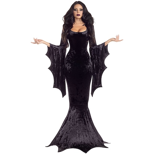 Vampir Morticia Addams Karneval Cosplay Kostüm Cosplay Erwachsene Damen Karneval Maskerade Party Maskerade Einfaches Karnevalskostüm Verkleiden Image