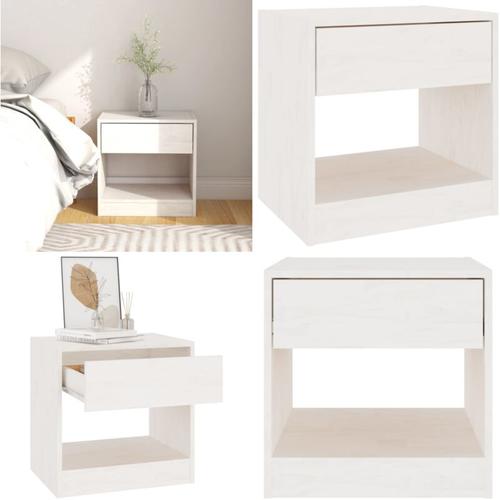 Nachttisch Weiß 40x31x40 cm Massivholz Kiefer - Nachttisch - Nachttische - Home & Living
