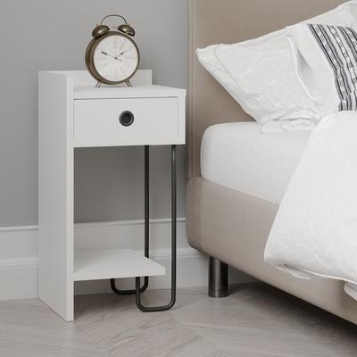 Decortie - Sirius Modern Nachttisch Linkes Modul Weiß 32cm Breite Schlafzimmermöbel - White Image