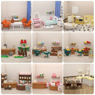 Dollhouse Miniature Furniture Accessories 1/12 Supermarket Micro Model Bedroom Forest Family For