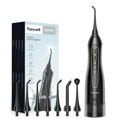 Fairywill Portable Dental Water Flosser Oral Irrigator USB Rechargeable Water Floss Jet Tooth 7 Tips