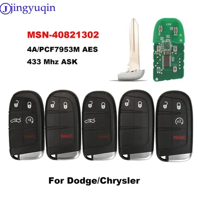 jingyuqin Remote Key 433Mhz ASK 4A/pcf7953M For Chrysler 200 2015-2022 For Dodge Charger 2019-2022
