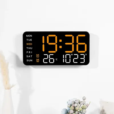 LED Digital Wall Clock Temperature Date Week Display Table Alarm Clocks Voice Control Electronic