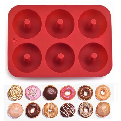6 Holes Silicone Donut Mold Bagel Pan Non Stick Baking Heat Resistance Mini Cupcake Mould Doughnut