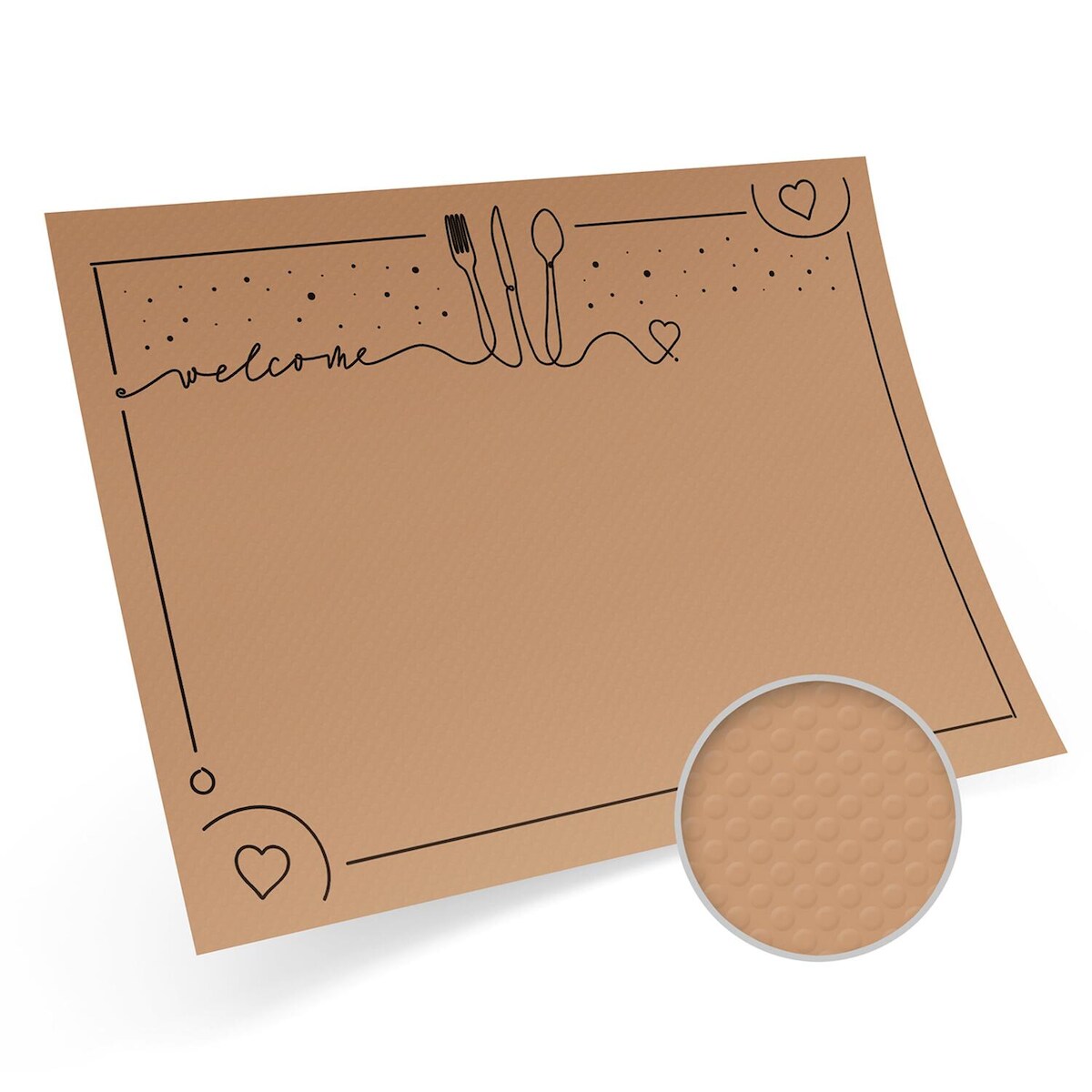 1000x Tischset Platzset aus Kraftpapier 40 x 30 cm braun bedruckt "welcome" Image