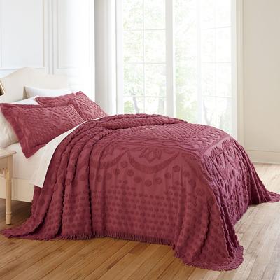 Georgia Chenille Bedspread by BrylaneHome in Burgundy (Size QUEEN)