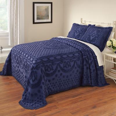 Georgia Chenille Bedspread by BrylaneHome in Blue (Size FULL)