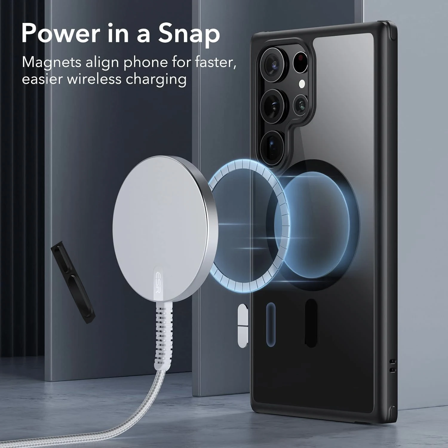 Klare schwarze magnetische Handy hülle für Samsung S24 S23 Ultra Plus 22 Hüllen klassische vergilbung beständige Hybrid-Rückseite Image