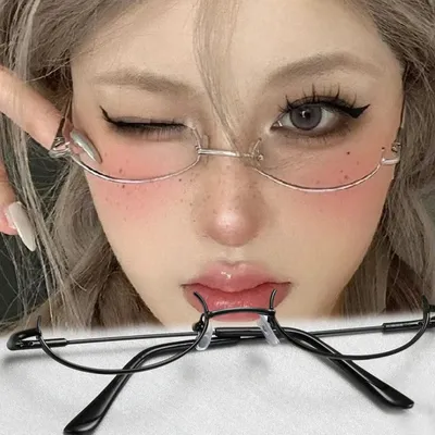 Vintage Brille Metallrahmen Halb rahmen ohne Linse Mädchen schicke Cosplay Party Dekoration Brille y2k Metall Fotografie Brille Image