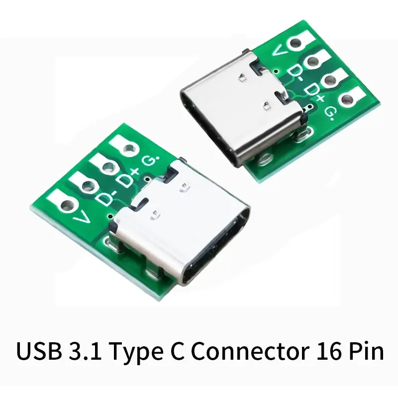 10/5/1 Stück Typ C USB 3,1 Typ C Anschluss 16 Pin Test Leiterplatte Platte Adapter Buchse für Datenleitung Kabel übertragung Image