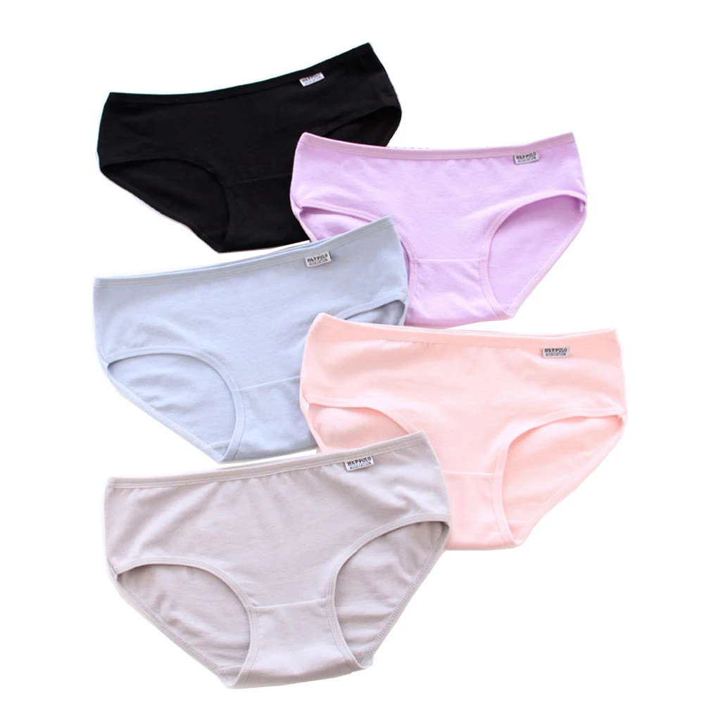 5Pcs Mädchen 100% Baumwolle Unterwäsche Einfarbig Dessous Sexy Frauen Höschen Unterwäsche M String Einfache Frauen Unterwäsche Mädchen briefs Image
