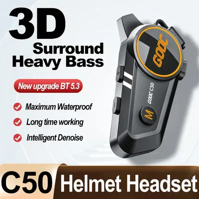 3D Surround Heavy Bass Motorradhelm Headset Stereo Bluetooth Freisprechanruf IPX7 Wasserdicht mit dreifarbigem Umgebungslicht Image