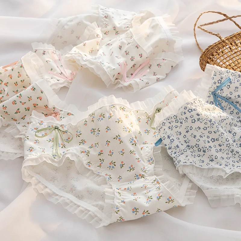 Sous-vêtements pour femmes et filles, slips confortables et mignons, culottes florales à la mode, taille moyenne, sans couture, Lingerie féminine, M-XL