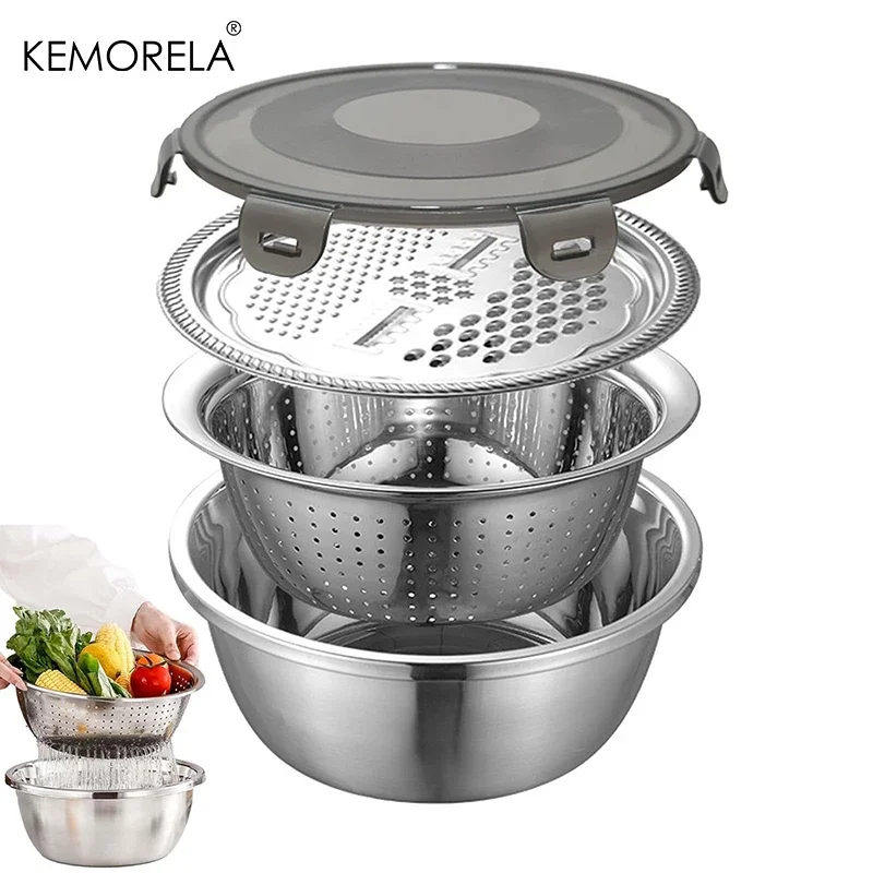 Râpes de cuisine multifonctions pour fromage, avec bassin de vidange en acier inoxydable, pour légumes, Fruits, salade, articles de cuisine, 4 pièces/ensemble