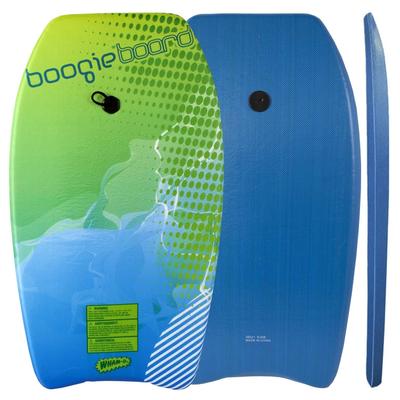 Wham-O 33" Body Board for Beach, Lightweight Boogie Boards with EPS Core, Fiber Clad Bodyboard with Wrist Leash - Blue & Green