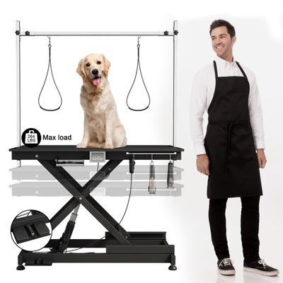 Black Deluxe Electric Pet Grooming Table Height Adjust from 8'' up to 36'' - 49.6"X26"