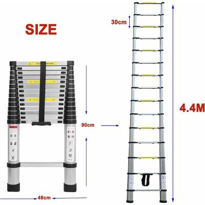 4,4 m Teleskopleiter, Multifunktionsleiter aus Aluminiumlegierung, Teleskop-Rettungsleiter, Image