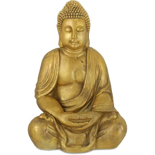 Buddha Figur Garten, wetterfest, frostsicher, xl Gartenbuddha sitzend, Gartenfigur, hbt: 70 x 45 x