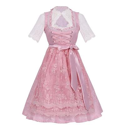 Karneval Oktoberfestbier Kostüm Kleid Outfits Dirndl Bayerisch Dienstmädchen Deutsch München Wiesn Damen Stoff im traditionellen Stil Hemd Kleid Schürze Image
