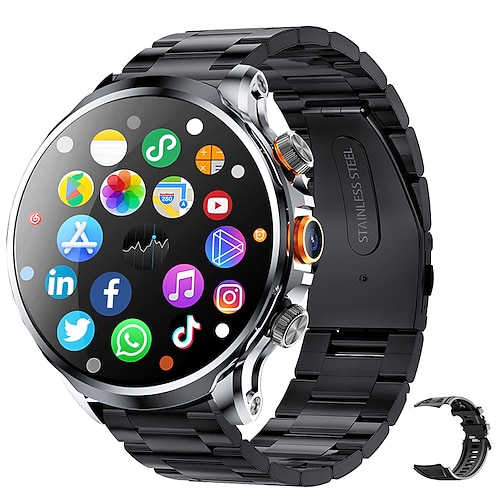 imosi h18 Smartwatch 1,95 Zoll Smartwatch Fitness Laufen 4G Uhr Schrittzähler Anruferinnerung Pulsmesser Kompatibel mit Smartphone Herren GPS Lange Standby Freisprechanrufe IP 67 52mm