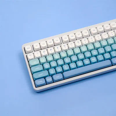 126 Keys Falling Snow Gradient Color Keycaps Dye Sublimation MOA Profile PBT Keycaps For MX Switches