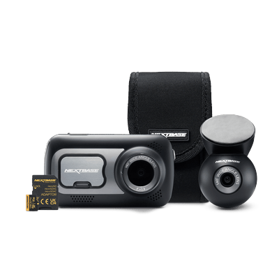 Nextbase 522GW Pro Package – 2K Front & Rear Dash Cam + 128GB microSD & Carry Case, WiFi, Parking Mode, Bluetooth, GPS, SOS, Dual Channel