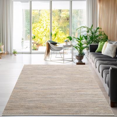 Teppich GINO FALCONE "Corduletta UNI", beige, B:240cm H:10mm L:290cm, Polypropylen, Teppiche, Kurzflor, meliert, moderne Cord Struktur, mit Fransen Image