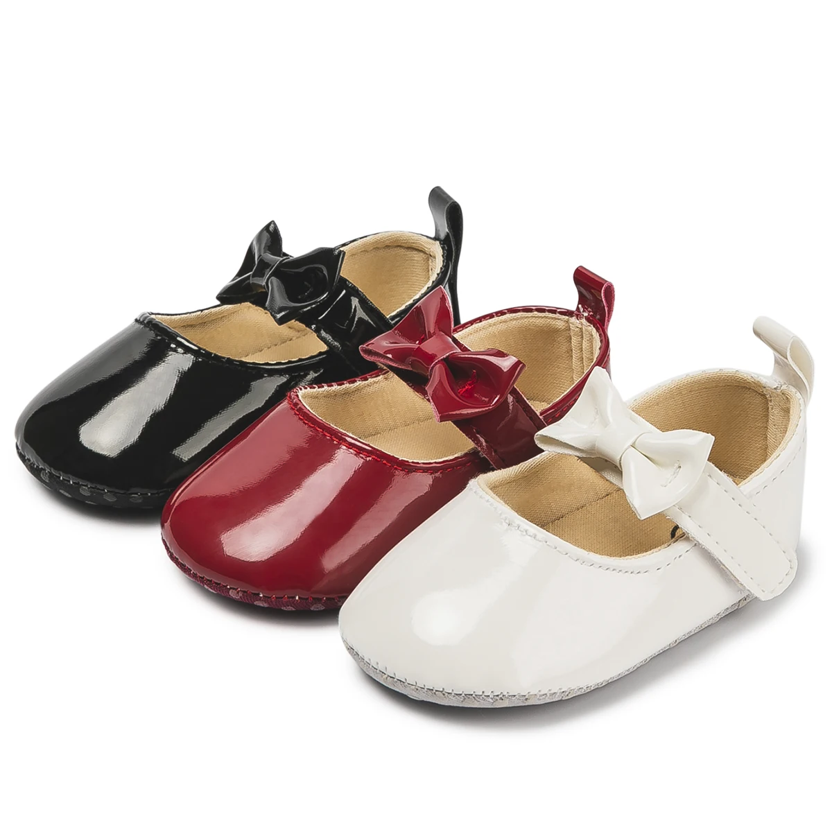 Frühling Herbst neue Baby Wanderschuhe Bogen einfarbige Prinzessin Schuhe weibliche Baby Anti-Rutsch-weiche Baumwoll sohle Kleinkind Freizeit schuhe Image