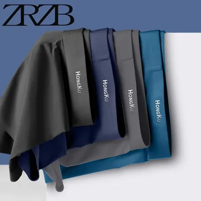 4 Stück Herren Boxershorts Unterwäsche Boxer Mann cool atmungsaktiv sexy Höschen Eis Seide Mode 4 Farben mischen xl 3xl 4xl 5xl Image