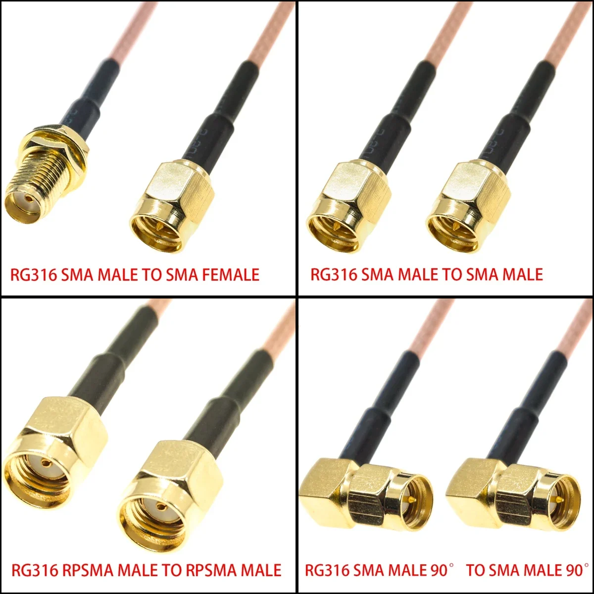 RG316 SMA Männlich Weiblich Auf SMA Männlich Weiblich Crimp Stecker Stecker RPSMA Mutter Schott Verlängerung RF Koaxial Coax Jumper Pigtail Kabel Image