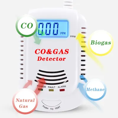 2-in-1-Gasdetektor, Plug-in-Alarm für Erdgas/Methan/Propan/CO für Zuhause, Lecksensor-Detektor mit Sprachanschluss und LED-Anzeige