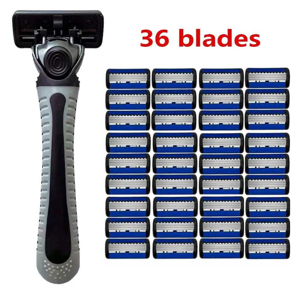 6-schicht Klingen Ersatz Rasierer Kopf Kassette Rasieren Rasierklinge Ersatz Set Fabrik Direkt Verkauf Männer Manuelle Sicherheit Rasierer Image