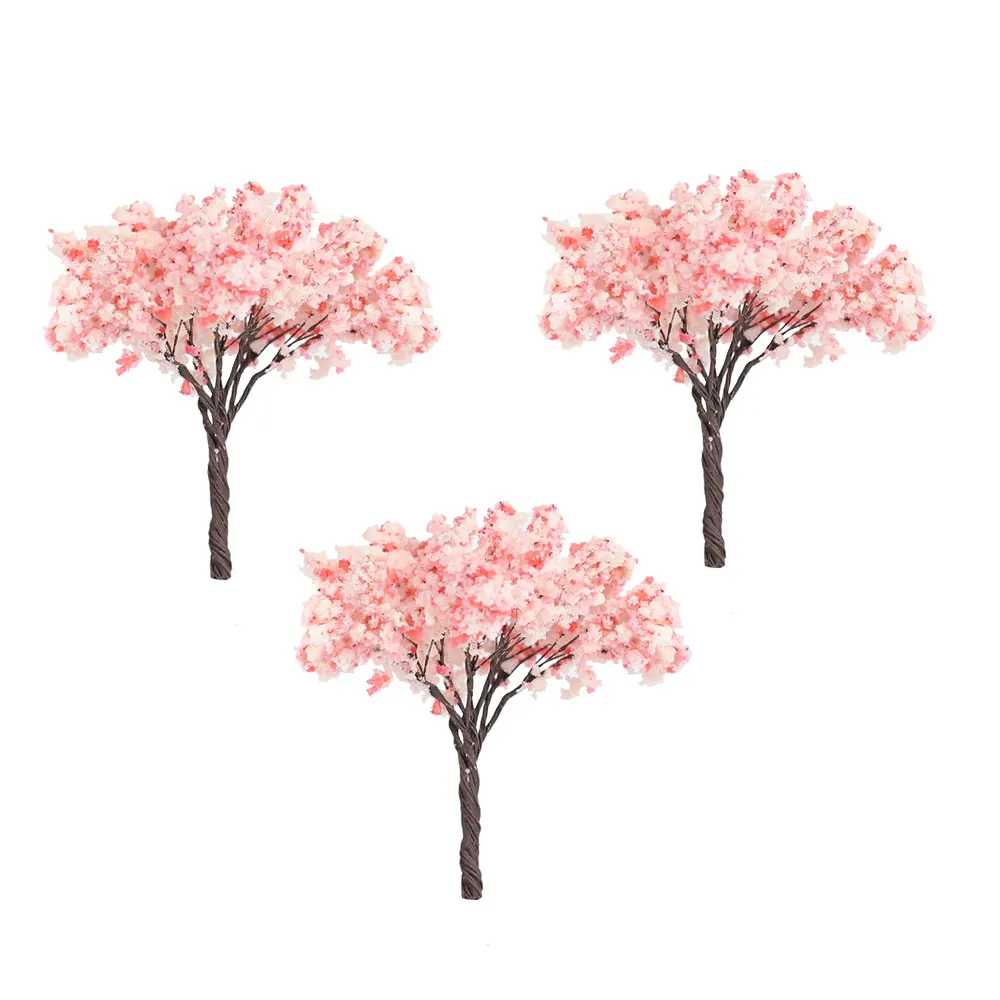 Arbres miniatures en fil de fer, 3 pièces, arbre en fleurs de cerisier, bricolage, fabrication de modèles, jouets, matériaux de construction d'architecture pour Diorama