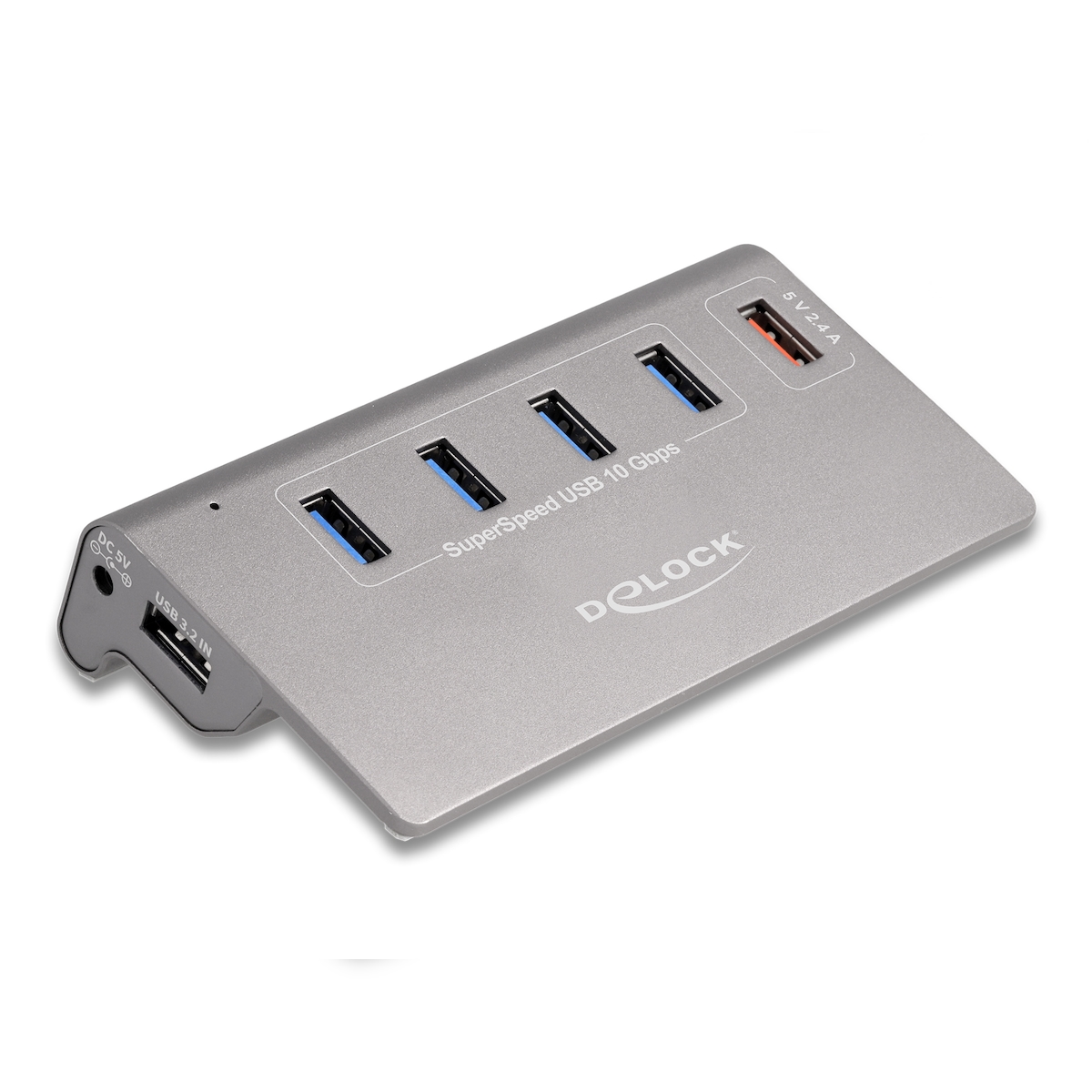 Delock USB 10 Gbps Hub mit 4 Typ-A Ports+ 1 Schnellladeport inkl Image